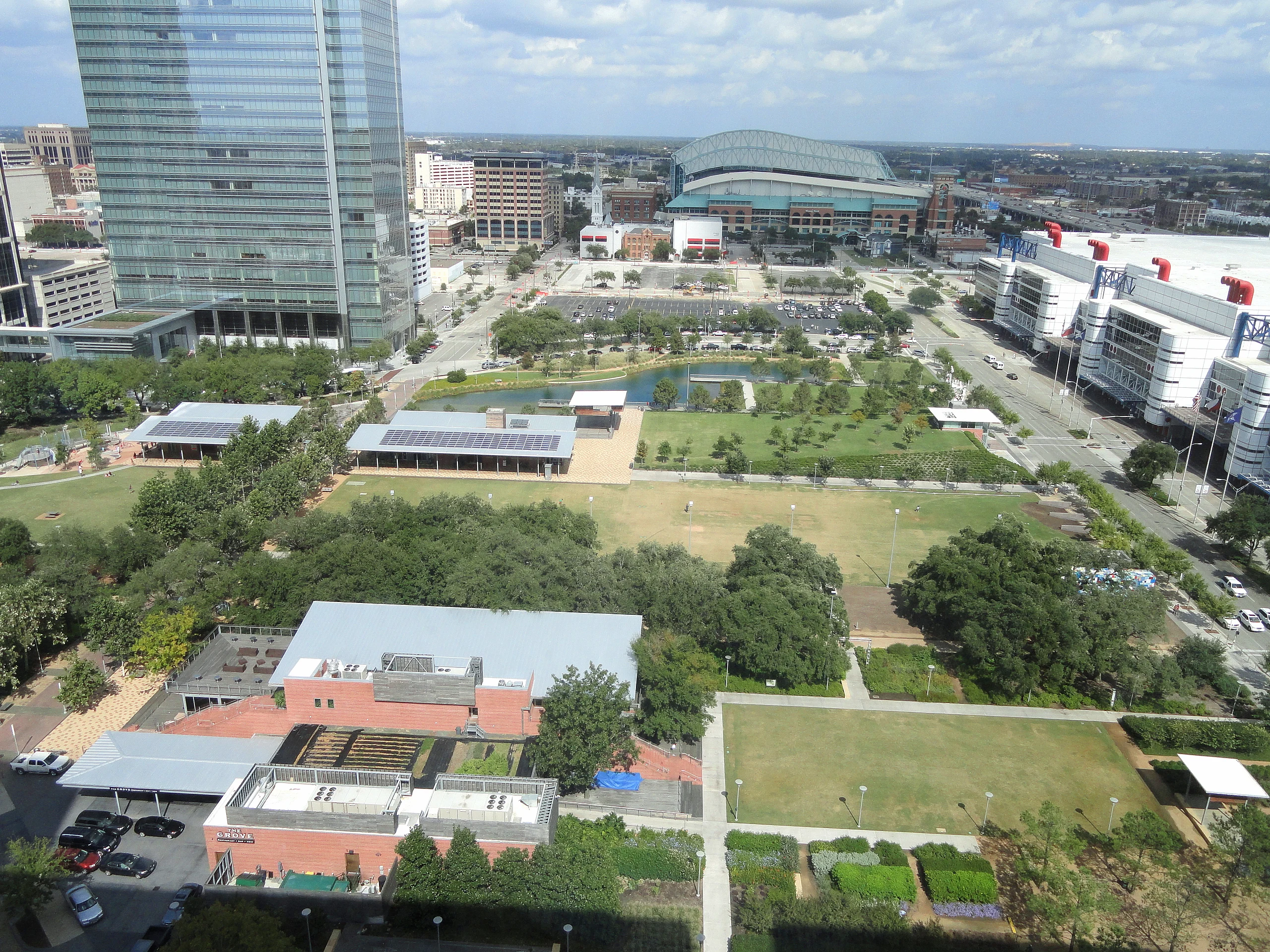 Discovery Green, across from Xochi