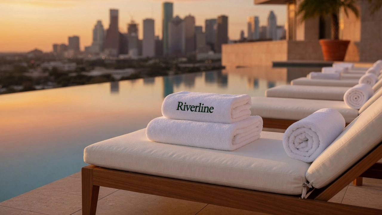White towels on a rooftop lounge chair