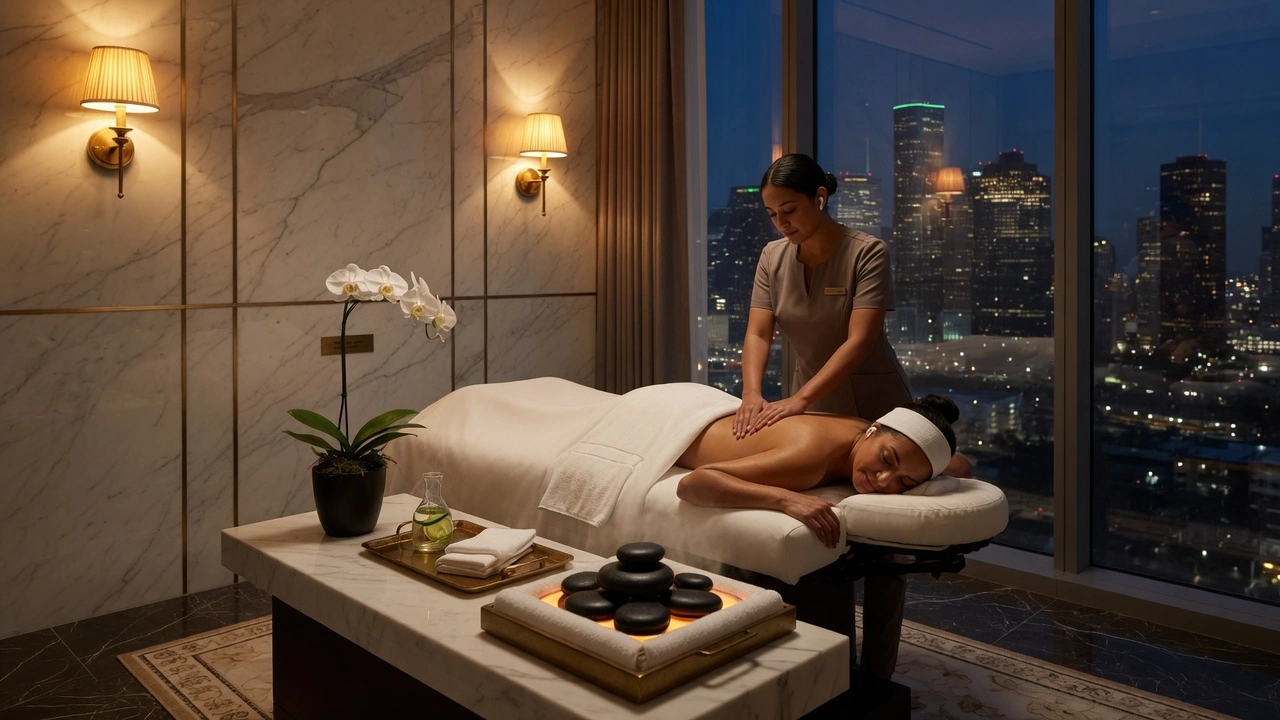 Massage in the spa with the skyline